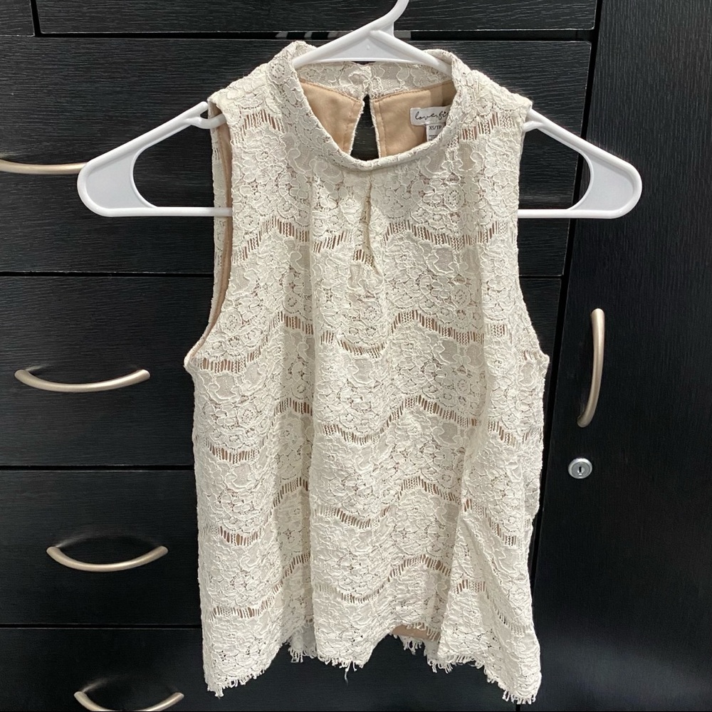 Lace high collar tank